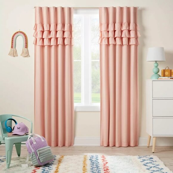 Pillowfort Other - Pillowfort Soft Pink Ruffle Top Single Blackout Curtain Panel 42" x 84" NWOT